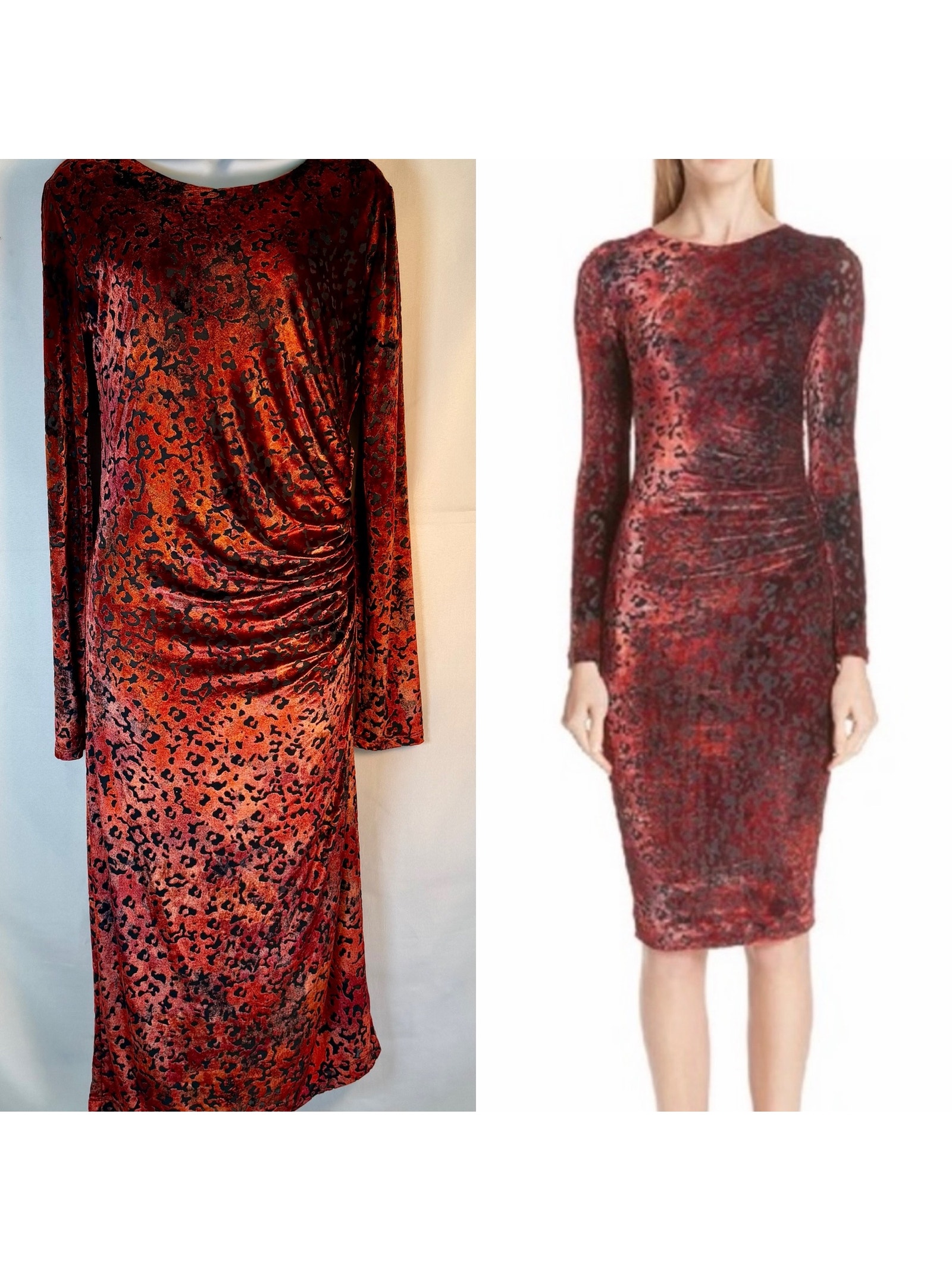 Fuzzi Italy Designer Art Animal Print Dress Nwt $580 Sz Xl Red Black Statement